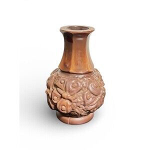 Vtg Desna Butterfly Bud Vase Czech Republic Bohemian Rosaline Brown Art Glass